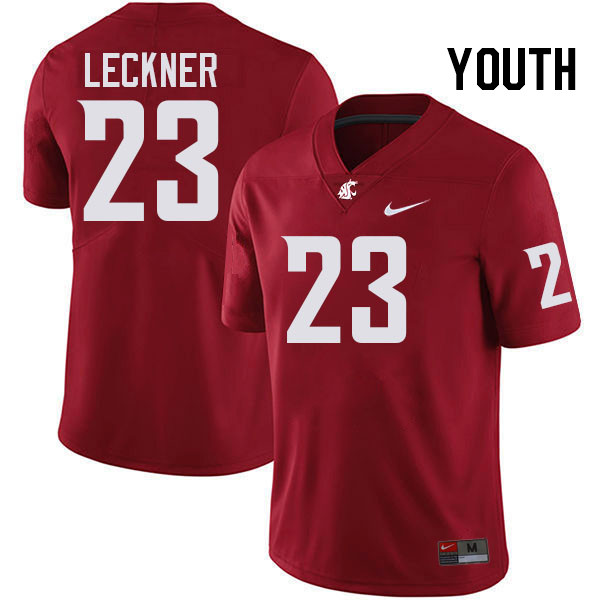 Youth #23 Trey Leckner Washington State Cougars College Football Jerseys Stitched-Crimson